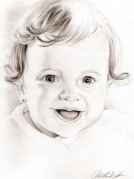 Kislány baba - portré rajz