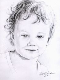 Mosolygó kisfiú portré - ceruza rajz