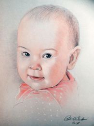 Kislány baba portré - színes ceruza razj