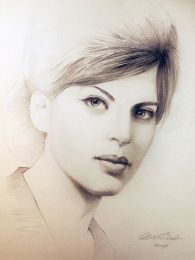 Vermes Éva 1964 - portré ceruza rajz