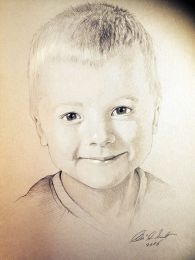 Mosolygós kisfiú portré - ceruza rajz