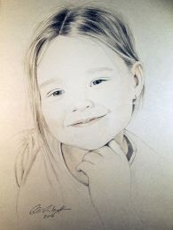 Mosolygós kislány portré - ceruza rajz