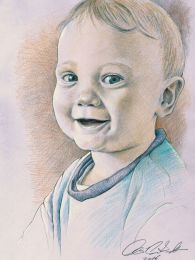 Nevető baba - színes ceruza rajz