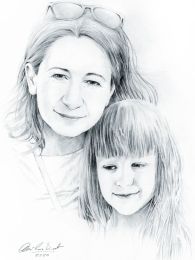 Anya és kislánya - ceruzarajz