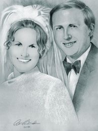 Ifjú pár: 60-as évekbeli esküvői fotó alapján - ceruza rajz